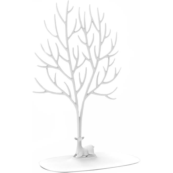 Présentoir à Bijoux En Forme De Cerf - Porte-bagues Et Colliers Design Noir Avec Bois En Arbre