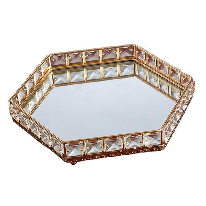 Plateau Miroir Argenté - 30 X 20 X 3 Cm - Organiseur Bijoux & Cosmétiques - Antidérapant - Décoration Salle De Bain - 8