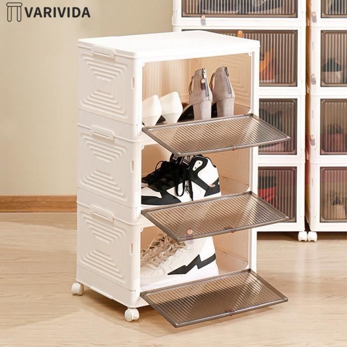 Armoire de rangement - VARIVIDA - 3 Niveaux - Pliable - Blanc - Matériau écologique