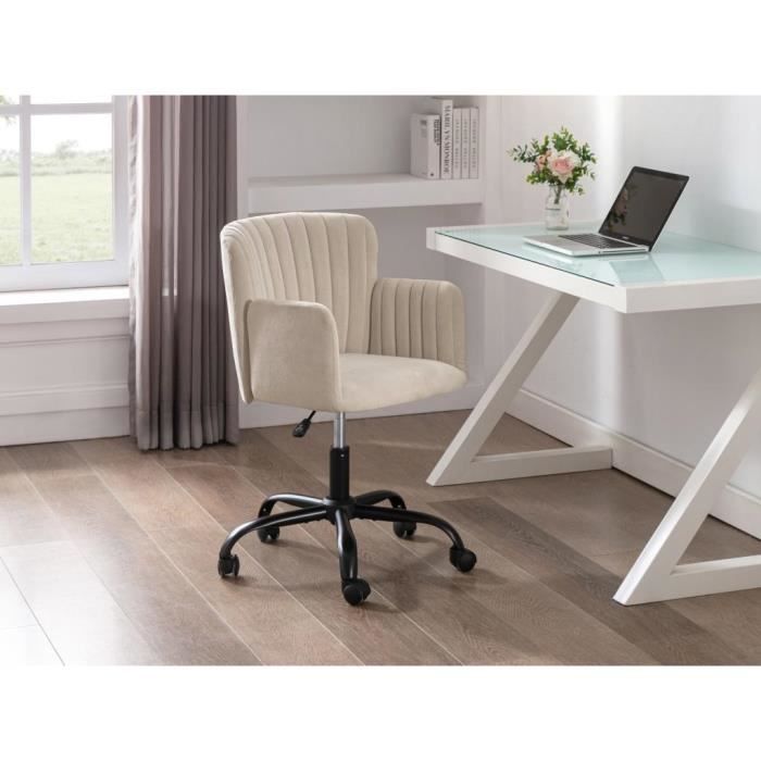 chaise de bureau - tissu - beige - hauteur réglable - toara