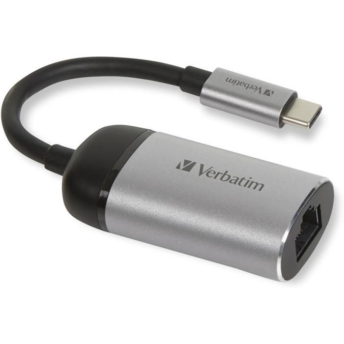 Carte réseau USB 3.0 Type C - Verbatim - Gigabit - Design compact - Finition métal brossé - RJ45