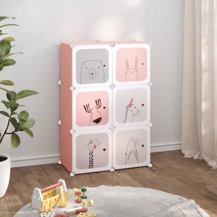 vidaXL Armoire de rangement pour enfants avec 6 cubes Rose PP 340578