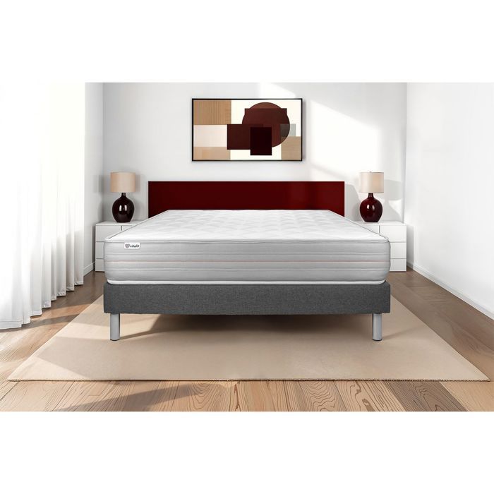 Ensemble Matelas Sommier 160x200 cm - Sommier Gris (déjà monté) - Vitalmemo Gris