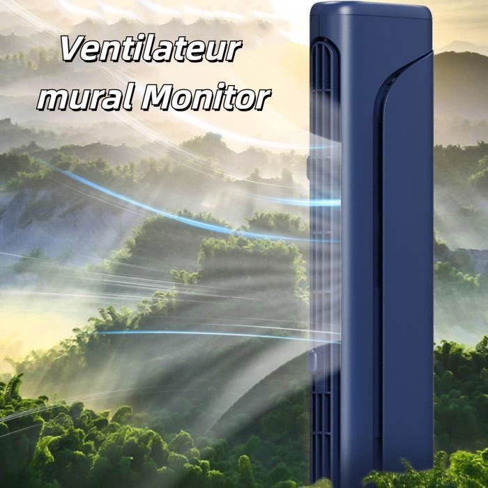 Ventilateur de moniteur - VVIKIZY - Ventilateur mural USB rechargeable - Noir - 4000mAh - 3 vitesses - Vvikizy