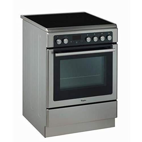 Cuisinière Vitrocéramique WHIRLPOOL- AXMT6534/IX - 4 foyers - 6400W -Four Chaleur Pulsée Pyrolyse - 57L - A - 60x60cm -Inox