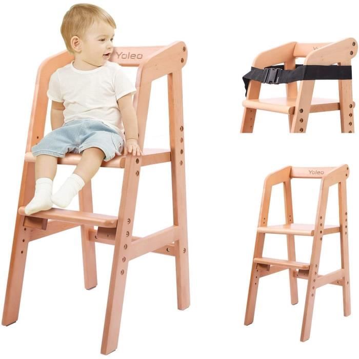 Chaise Haute Evolutive en Bois pour bébé, Réglable, Fabriqué en