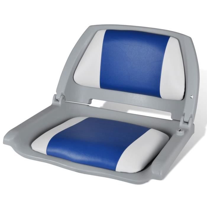 2x Sièges De Bateau Avec Dossier Pliable Et Coussins Bleu/blanc - VidaXL