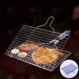 HTBE® Clip de poisson grillé au barbecue en acier inoxydable, filet de poisson grillé portable, attelle de barbecue multifonctionnel-1
