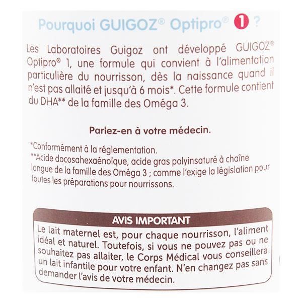 GUIGOZ Optipro 1 lait 1er âge liquide dès la naissance 6x50cl pas