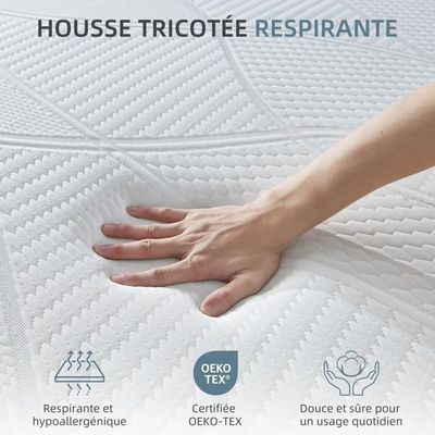 DUANDUAN Surmatelas 180 x 200 cm, doux, avec poches profondes, protège-matelas lavable en machine, blanc