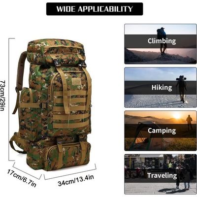 Ogetok Molle Sac à dos de camping et de randonnée 80 l - Grand sac à dos tactique militaire pour homme et femme - Noir, Noir avec port USB