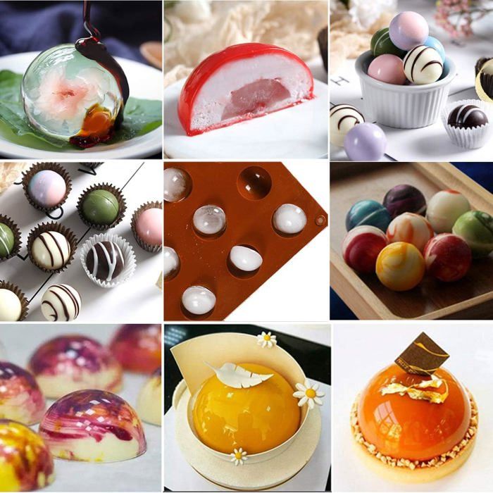 Moule à Gâteau Hémisphère 10 Cm 3D En Aluminium - Moule Demi-Sphère Pour Desserts Et Puddings