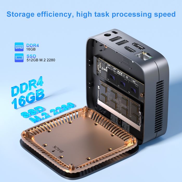NIPOGI E1 Mini PC - 16Go DDR4 512Go M.2 SSD - Ιntel Alder