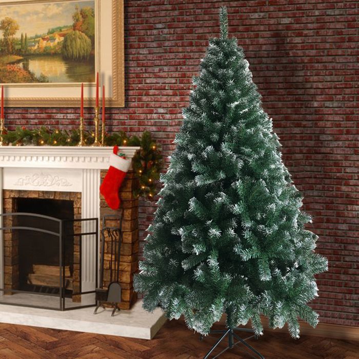 Sapin De Noël Artificiel Neigeux 180 Cm - 570 Branches, 250 LED - PVC Ignifuge - Support Métal - 6