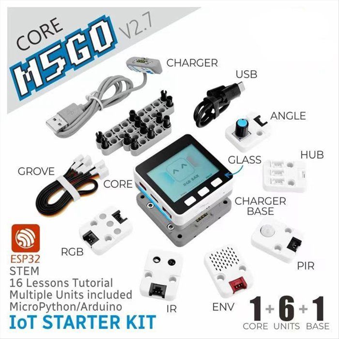 Derte Iot Module Pour M5GO IoT Kit V2.7 avec ESP32, Plusieurs Modules, Capteurs et ...