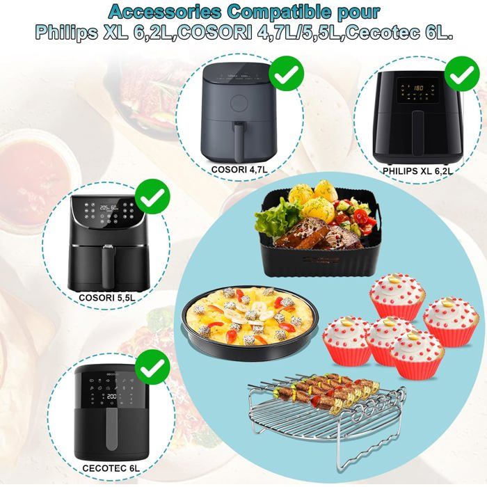 21CM Moule Silicone , 2 Pcs Accessoires Air Fryer pour Philips COSORI
