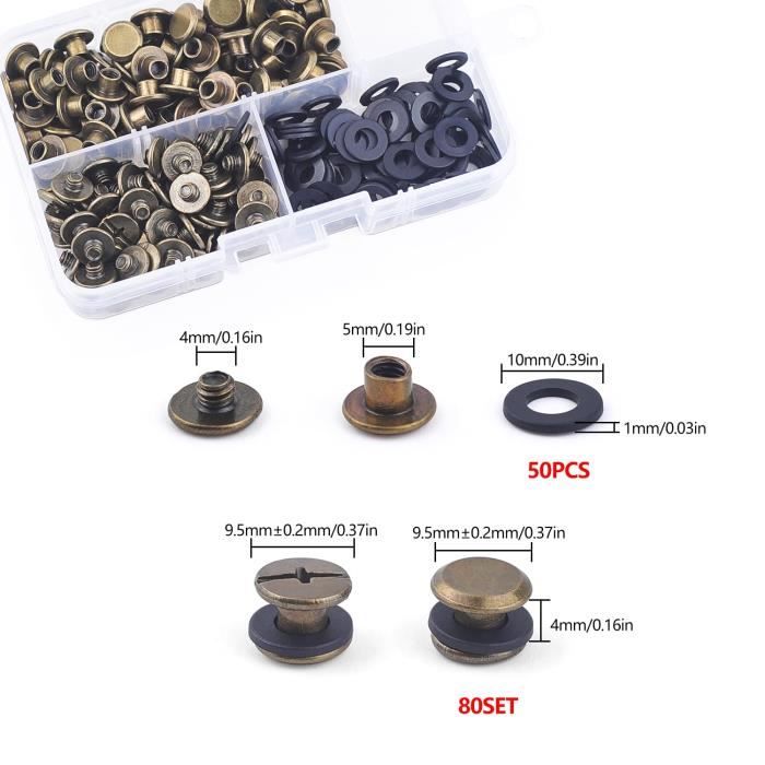 Lot De 80 Rivets Chicago Vis M5x4mm - Métal, Noir, Pour Assemblage, Neuf