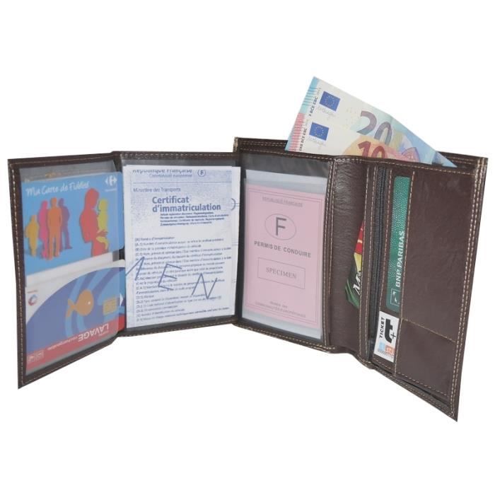 DUYAER&reg; Tout En Un Portefeuille Homme Portefeuille Cadeau Pour Homme - Cuir - DQ20 - Noir Noir