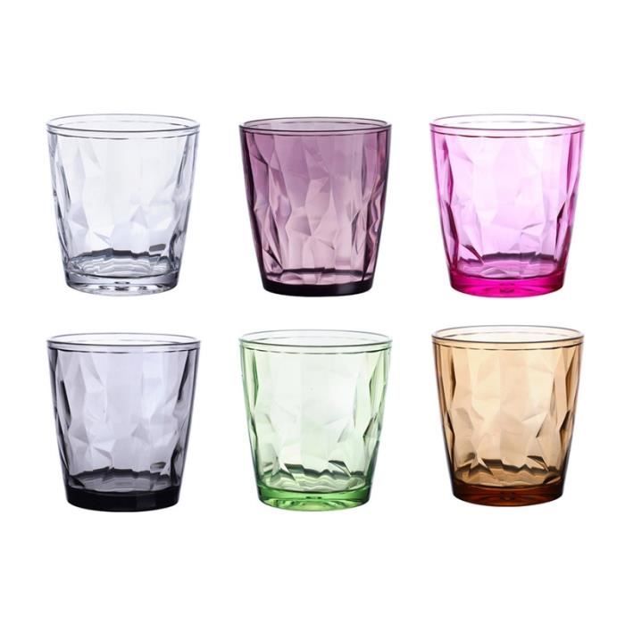 Verres En Plastique Incassables TIE-DailyNec - Lot De 6 - 410ml - Acrylique Transparent