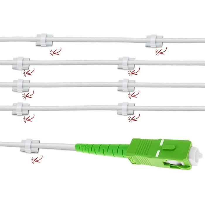 20 Pièces Clips de Cable Adhésif pour Gestion de Câble à Fibre