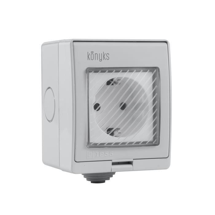 Prise Connectée Konyks Priska Mini 3 FR - WiFi + BT, Compatible Alexa/Google Home, Compteur Conso