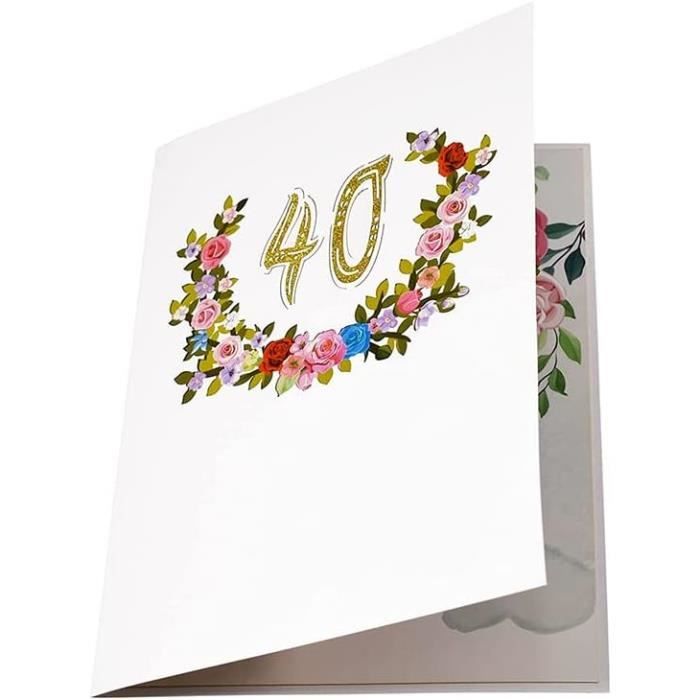 JinSu 3D Carte Anniversaire 40 Ans, Pop Up Carte 40e Anniversaire, Carte de  Voeux Joyeux Anniversaire avec Enveloppe, Carte [566] - Cdiscount  Beaux-Arts et Loisirs créatifs