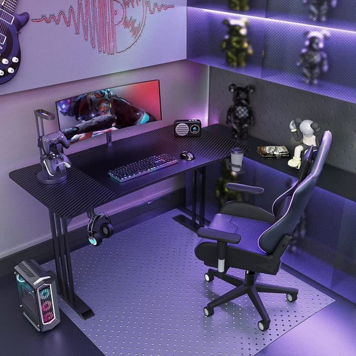 Bureau Gaming Assis-debout électrique 160x60cm - Avec éclairage LED Et Mémoire De Hauteur