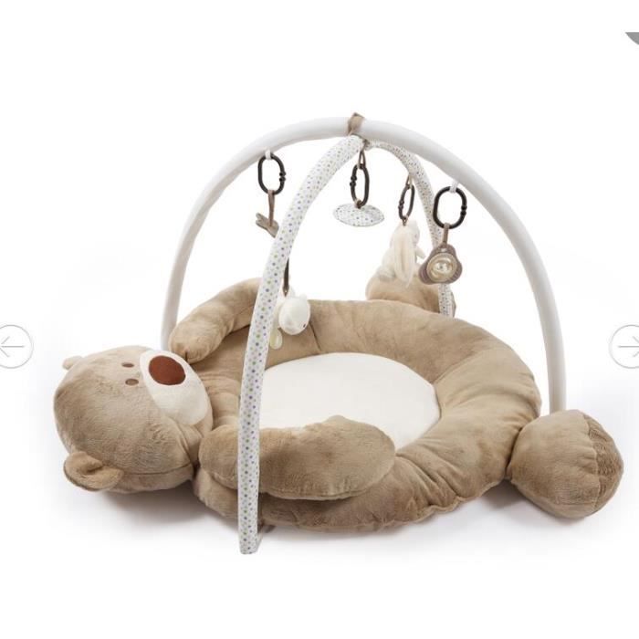 Tapis D'éveil Bébé Avec Piano - 5 Jouets Suspendus, Musique Et Lumières - Pour 0-3 Ans, Lavable - Développe Motricité Et Audition