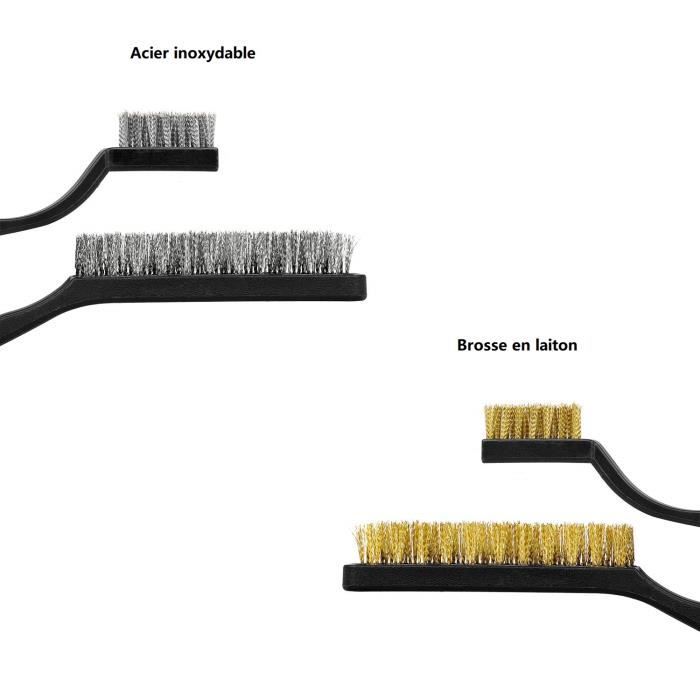 Lot De 5 Brosses En Fil De Laiton QWORK - Manche Long, Pour Rouille, Peinture Et Surfaces Délicates - 9