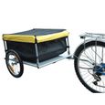 Remorque de transport vélo cargo HOMCOM - barre d'attelage incluse - charge max. 40 Kg - noir jaune 05Y-2