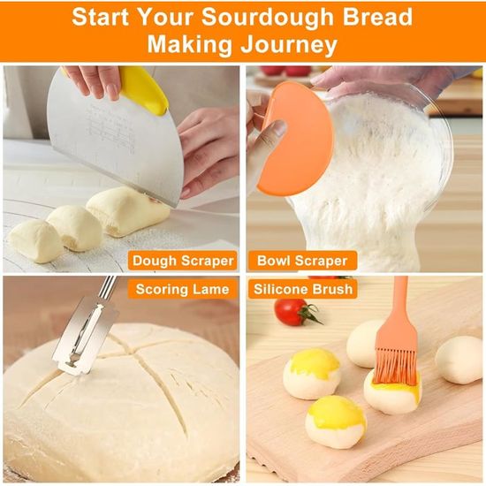 Kit de démarrage au levain, 2 paniers ronds et ovales de 22,9 cm et 25