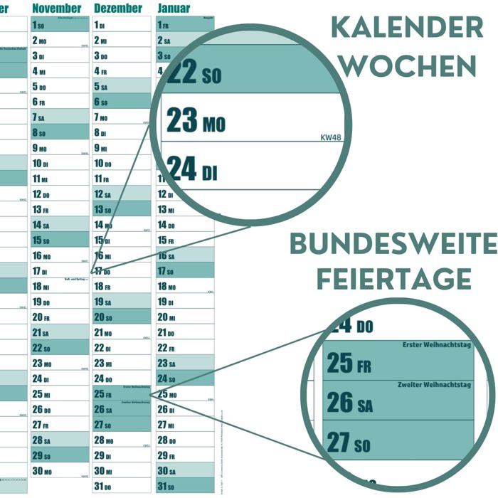 Calendrier Mural 2026 Format A1 XXL – Plumé, Avec Jours Fériés Et Vacances Scolaires, Pour Planning Annuel Clair - 6