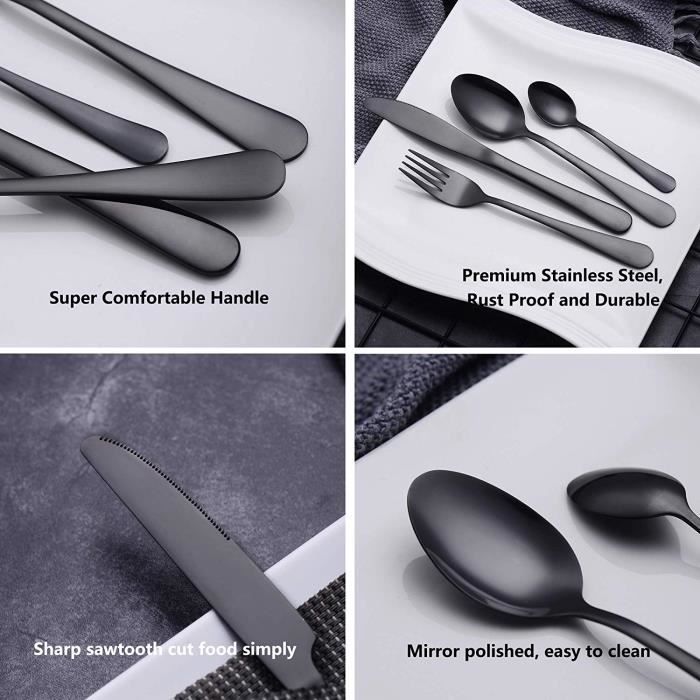 Lot De 24 Couverts Plats En Acier Inoxydable Avec Porte Couverts En Argent Cuilleres Fourchettes Et Couteaux Service De Vaisselle Pour 6 Or Miroir Poli Et Vernis Rose Mat Or Noir 85275731