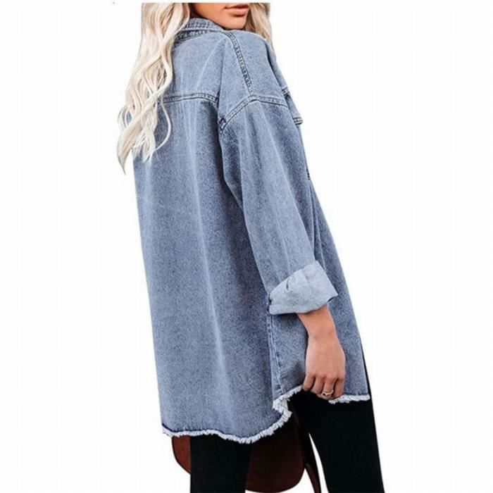Veste en jean mi longue pour femme veste fine printemps et