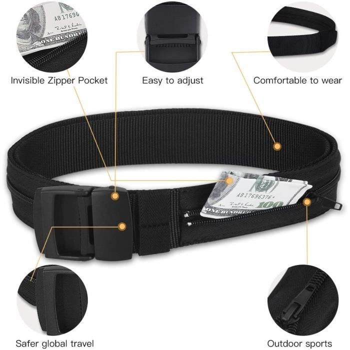 Ceinture Portefeuille Porte Monnaie de Voyage Antivol AGPTEK Noir Mixte Nylon 122 4cm Decontractee Noir Cdiscount Pret a Porter