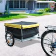 Remorque de transport vélo cargo HOMCOM - barre d'attelage incluse - charge max. 40 Kg - noir jaune 05Y-3