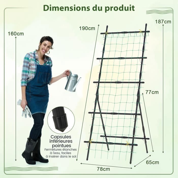 Lot De 4 Treillis Tomates Jardin - Cage Métal Antirouille 40,5x99cm Pour Plantes Grimpantes
