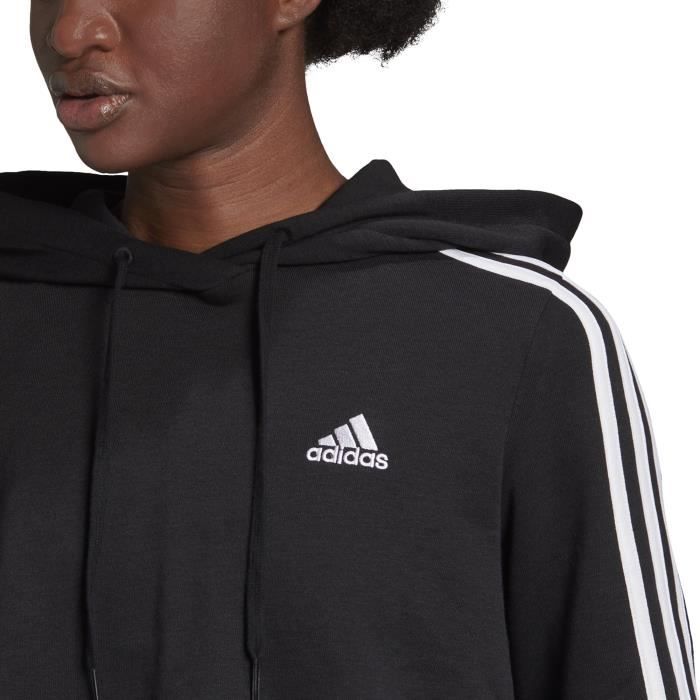 adidas Sweat à Capuche 3-Stripes Essentials - Noir/Blanc Femme