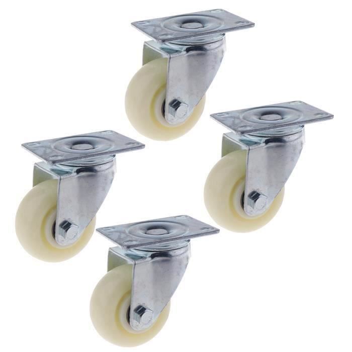 Lot De 4 Roulettes Fixes 25 Mm – Plastique Blanc 41x17x22 Mm, Pour Petits Meubles