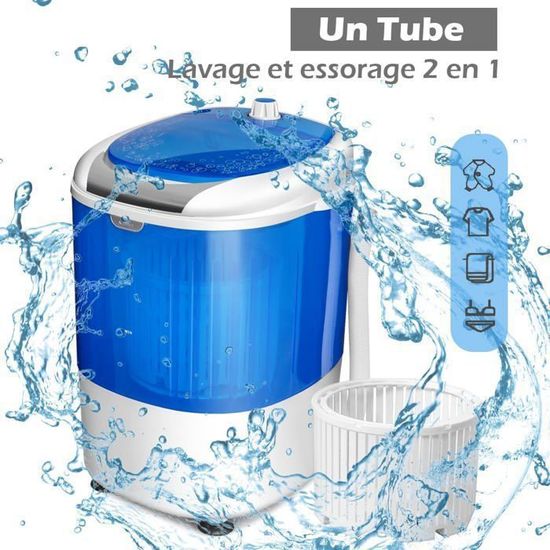 Machine à Laver Automatique GIANTEX 3.5 Kg Avec Essoreuse - Dimensions 43x43x75 Cm - 4 Programmes Et 3 Niveaux D'eau - Pour Petits Espaces
