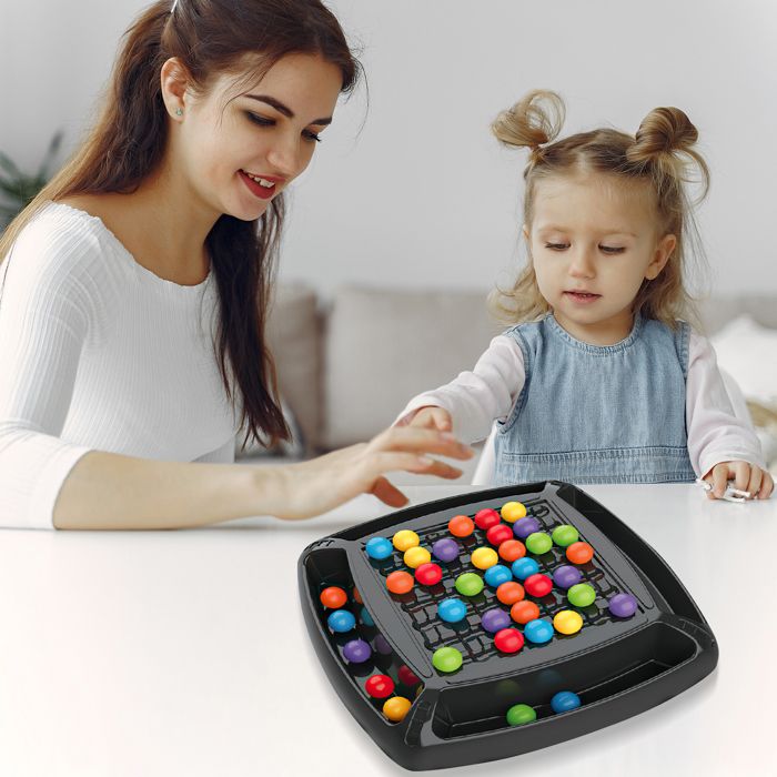 Jeu Société Échiquier Arc-en-Ciel - 120 Billes - Stratégie Et Réflexion Pour Enfants/Adultes