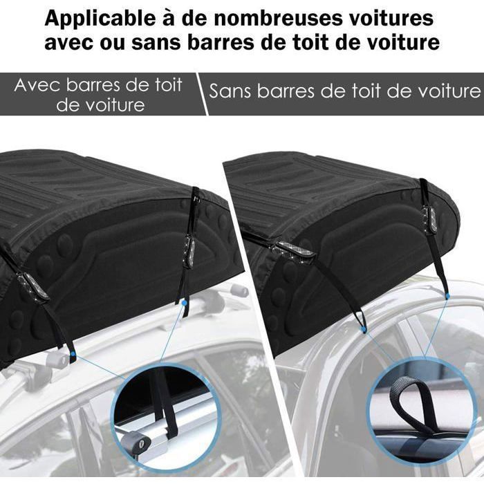 Coffre De Toit Voiture 55 Litres - Pratique Pour Voyages, Rangement Supplémentaire, Fixation Universelle