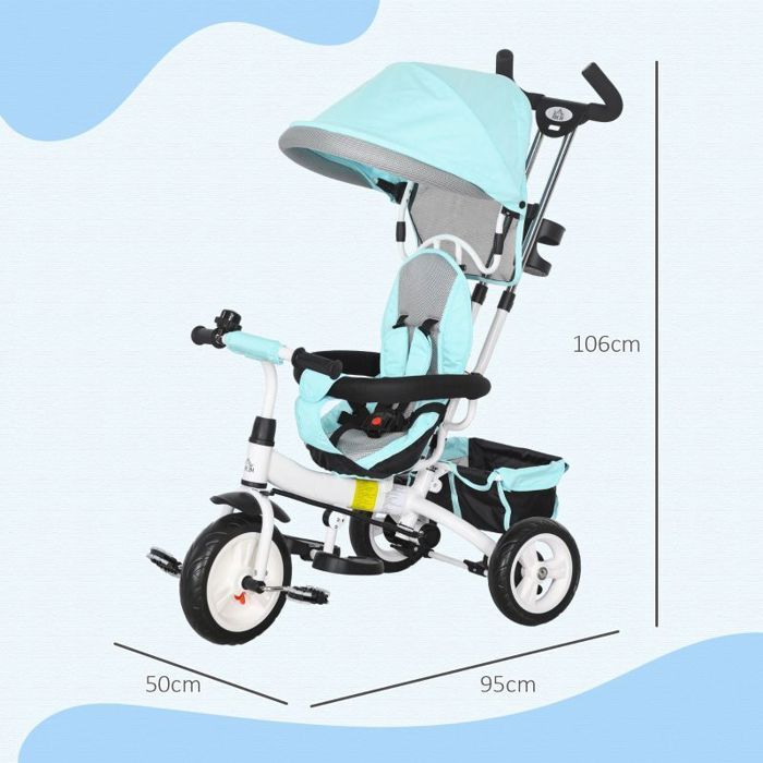 Tricycle bébé évolutif en vélo Poussette bébé avec poignée de