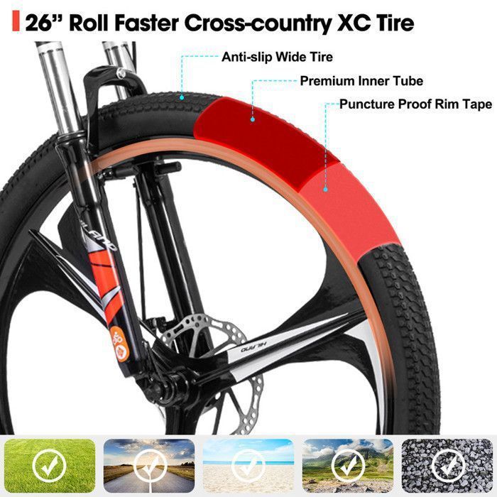 Momabikes VTT, Gtt 26", 24 Vitesses, Freins À Disque, Semi Rigide - VTT