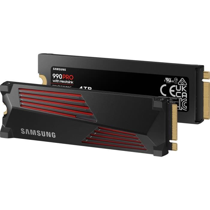 SAMSUNG - 990 PRO - Disque SSD Interne - 4 To - Avec dissipateur - PCIe 4.0  - NVMe 2.0 - M2 2280 - Jusqu'à 7450 Mo/s (MZ-V9P4T0GW) - Cdiscount  Informatique