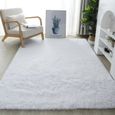 120 x 160 cm Tapis de Salon Chambre Shaggy Blanc Doux Peluche Rectangle Carpet-0