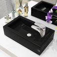 🐣6207 Vasque avec Magnifique- Lavabo à poser Vasque à Poser Éviers et lavabos Vasque avec trou - de robinet Céramique Noir 46 x 25,-0