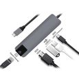 5 en 1 concentrateur USB de type C HDMI 4K adaptateur de concentrateur USB C Hub vers Gigabit Ethernet Rj45 Lan gris-0