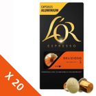 [Lot de 20] L'OR ESPRESSO Café Capsules Delizioso - Intensité 5 - Compatible Nespresso - 10 capsules - 52g