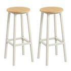 VASAGLE Tabouret de Bar, Lot de 2, Siège Haut, Cadre Métallique, Montage Facile, Hauteur 74 cm, Repose-pieds, Doré Chêne et Blanc